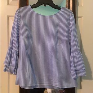 Blue and White Striped Blouse
